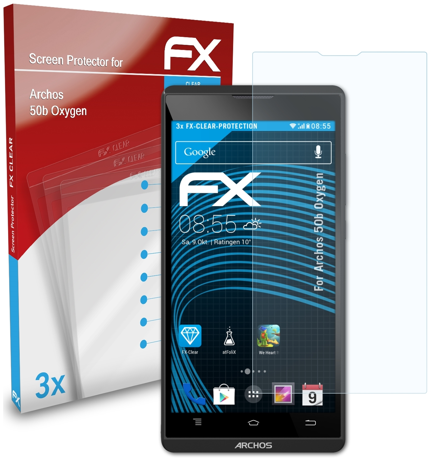 ATFOLIX 3x FX-Clear Displayschutz(für Archos Oxygen) 50b