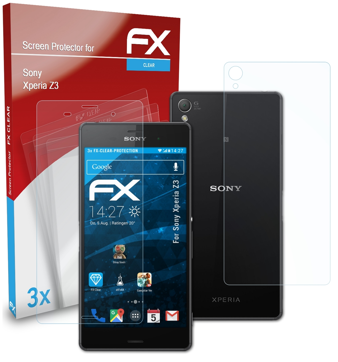 Xperia FX-Clear Z3) Sony Displayschutz(für 3x ATFOLIX