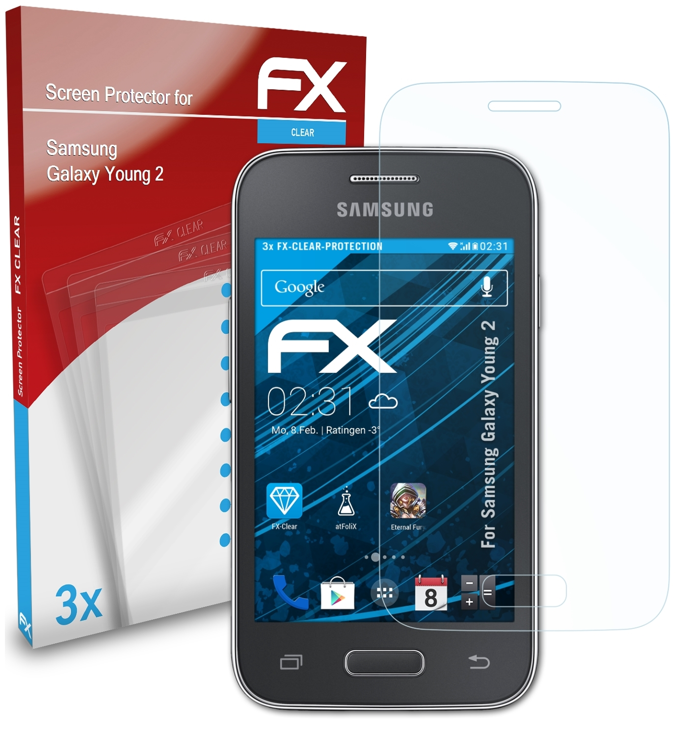 ATFOLIX 3x FX-Clear Displayschutz(für 2) Samsung Young Galaxy