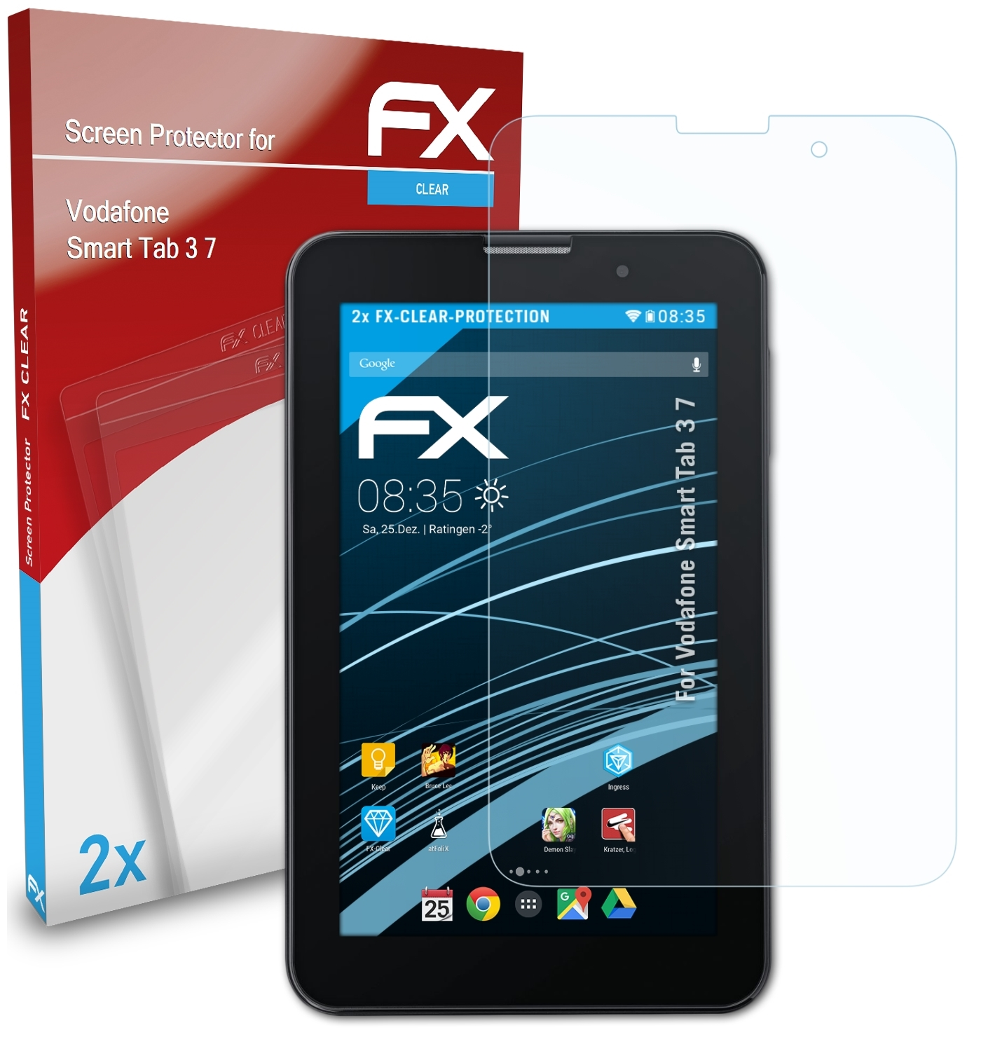 2x ATFOLIX FX-Clear Vodafone Tab 3 Displayschutz(für 7) Smart