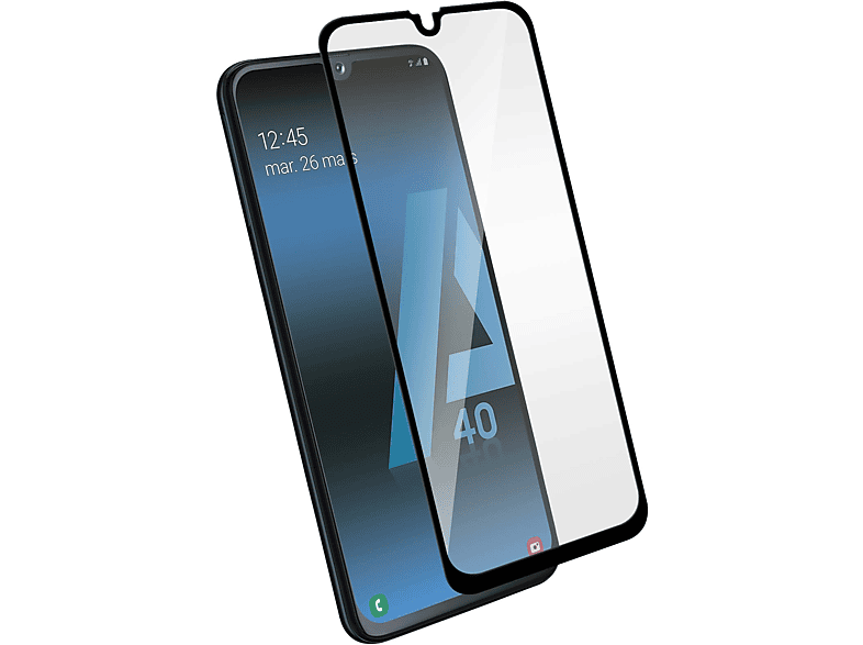 AVIZAR Gehärtetes Glas Schutzfolie 9H mit Galaxy A40) Glas-Folien(für Härtegrad, Rand Schwarz Samsung