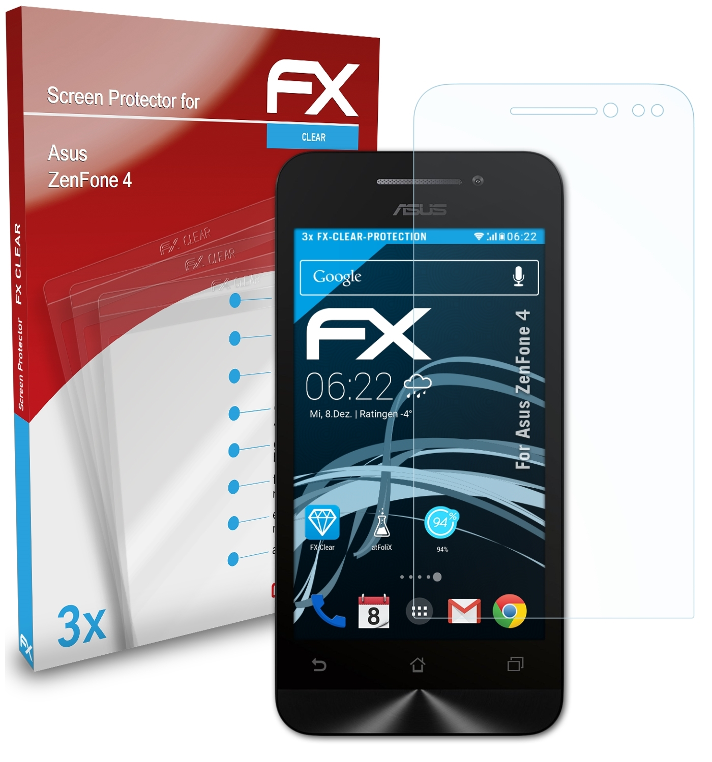 ATFOLIX 3x FX-Clear Asus Displayschutz(für 4) ZenFone