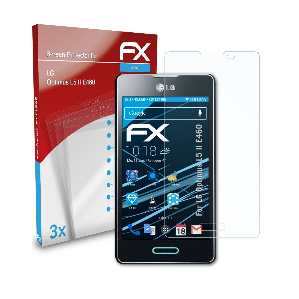 3x Displayschutz(für (E460)) L5 Optimus LG FX-Clear ATFOLIX II