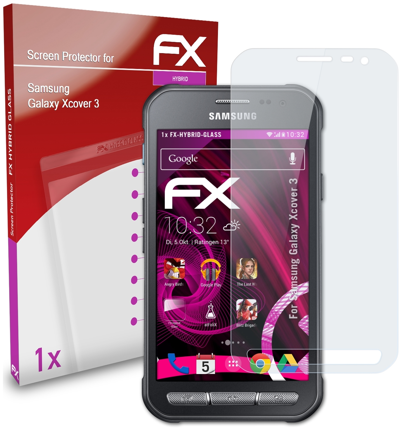 ATFOLIX FX-Hybrid-Glass Schutzglas(für Samsung Galaxy Xcover 3)