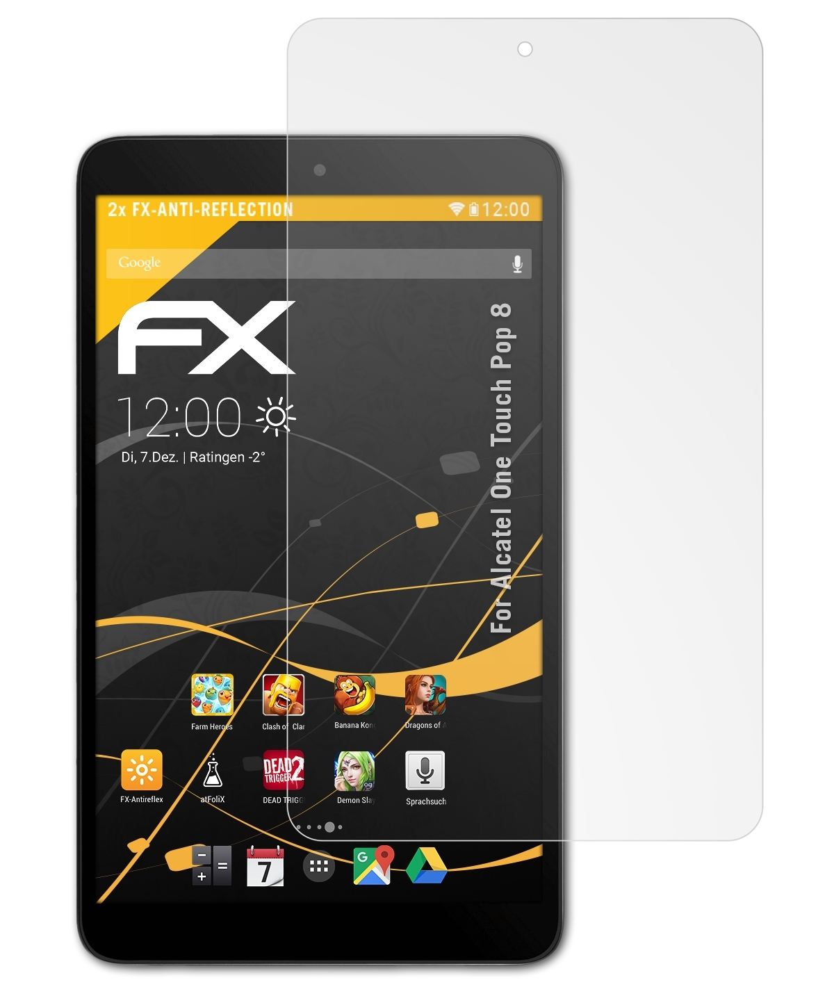 ATFOLIX 2x FX-Antireflex Displayschutz(für Alcatel 8) Touch Pop One