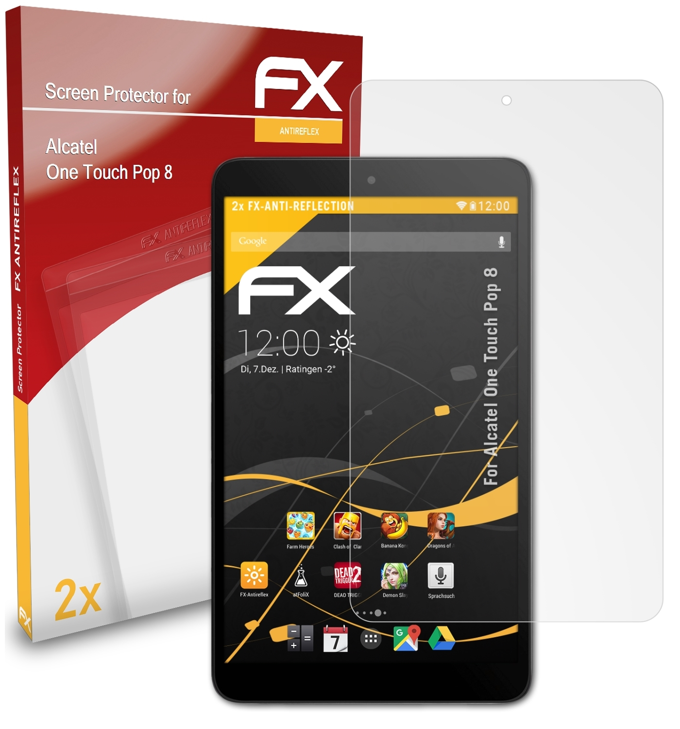 ATFOLIX 2x FX-Antireflex Displayschutz(für Alcatel 8) Touch One Pop
