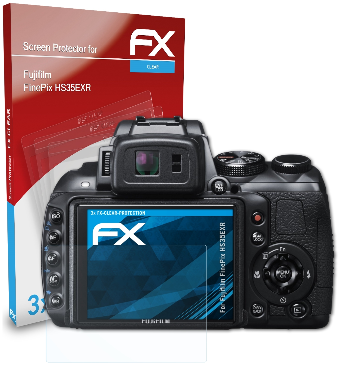Displayschutz(für FinePix FX-Clear ATFOLIX 3x Fujifilm HS35EXR)