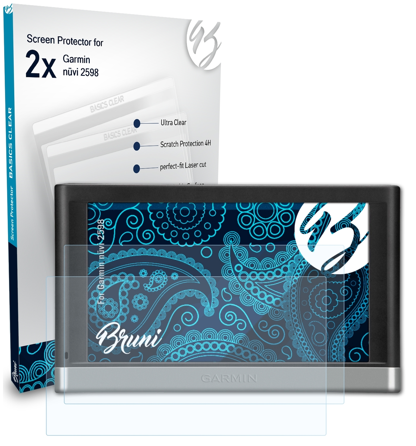 BRUNI 2x Basics-Clear Schutzfolie(für 2598) nüvi Garmin