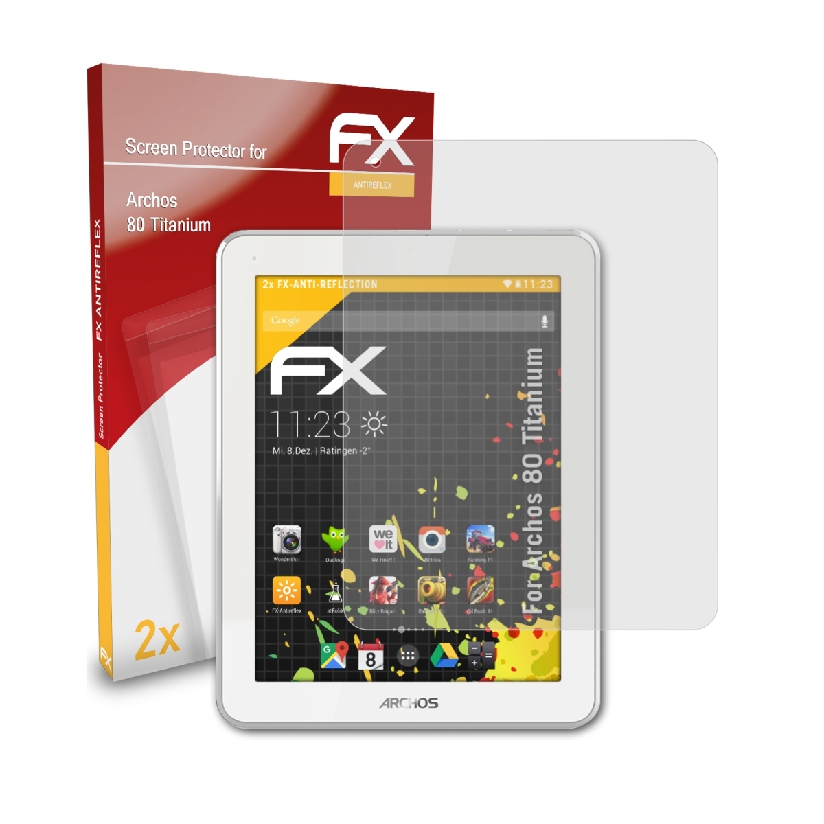 ATFOLIX 2x FX-Antireflex Displayschutz(für Archos 80 Titanium)