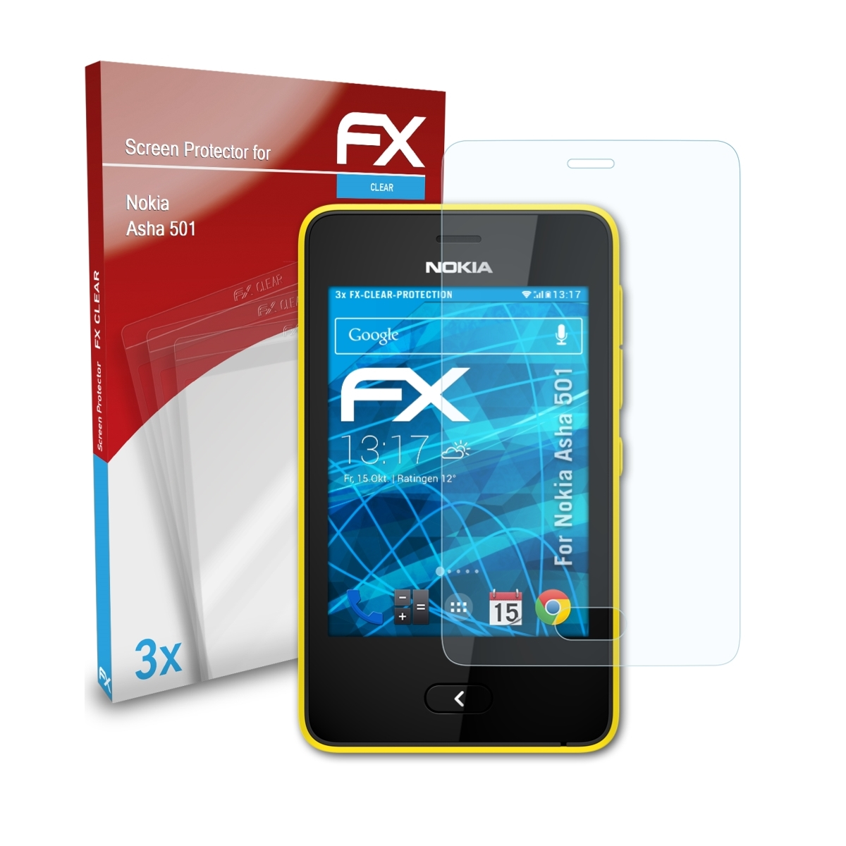 FX-Clear Nokia 3x Asha ATFOLIX Displayschutz(für 501)