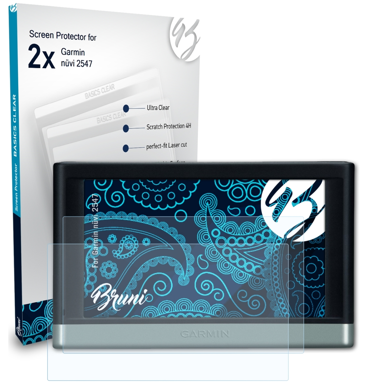 BRUNI nüvi 2x Garmin Basics-Clear Schutzfolie(für 2547)