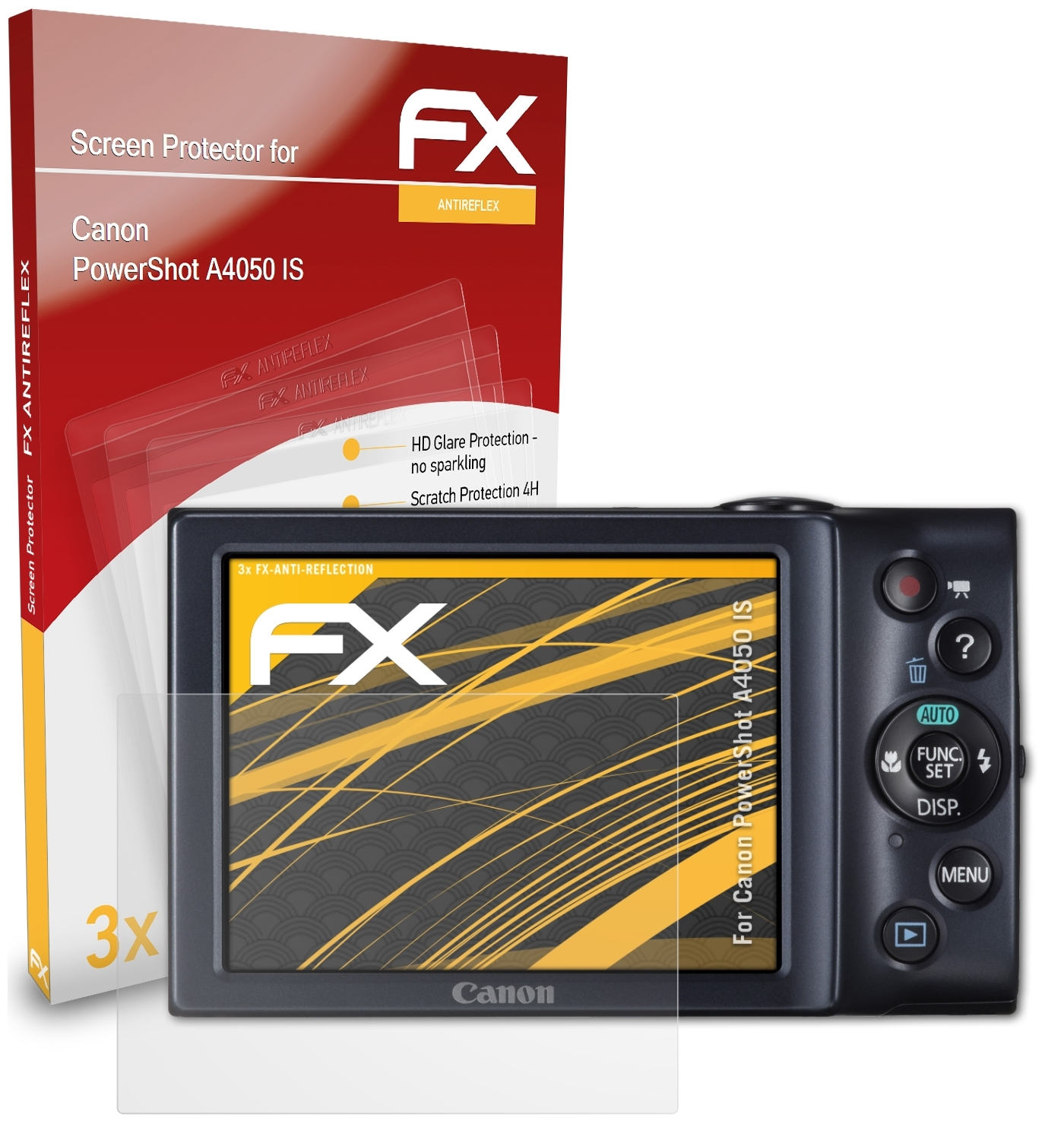 ATFOLIX 3x FX-Antireflex Displayschutz(für Canon IS) A4050 PowerShot