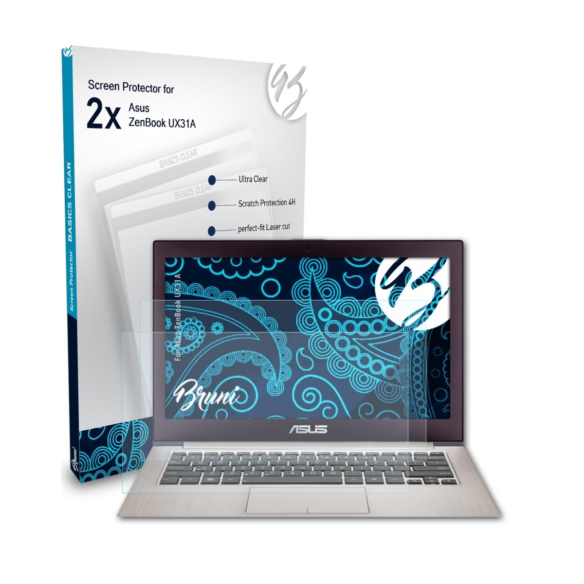 BRUNI 2x Basics-Clear Schutzfolie(für Asus UX31A) ZenBook