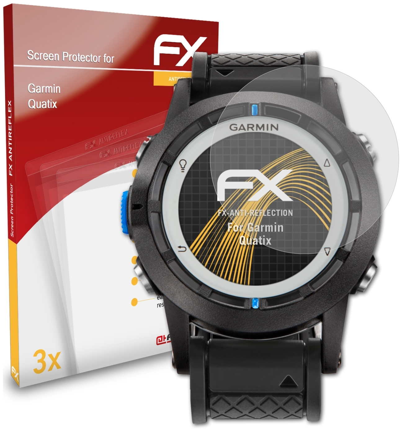 3x Quatix) ATFOLIX FX-Antireflex Displayschutz(für Garmin