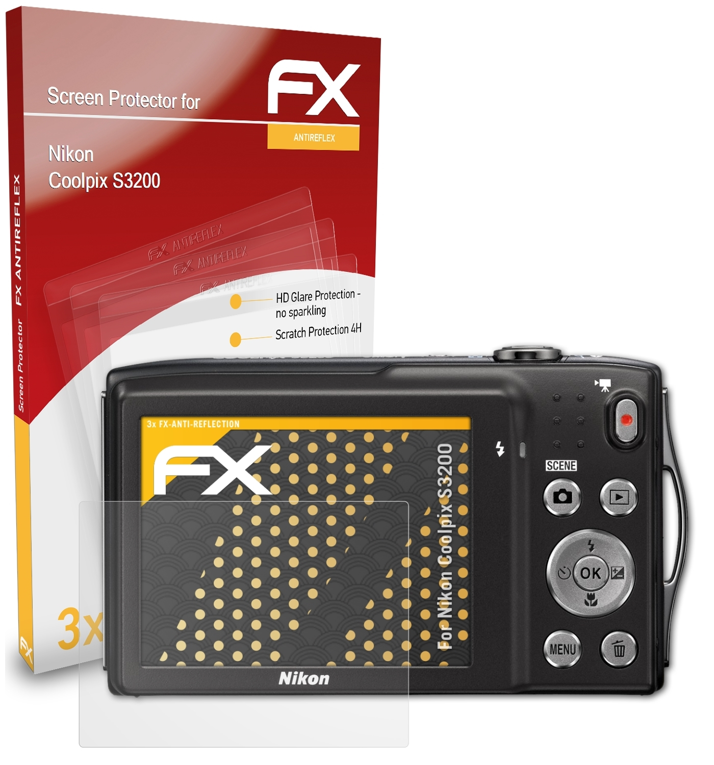 ATFOLIX 3x Nikon Coolpix S3200) Displayschutz(für FX-Antireflex