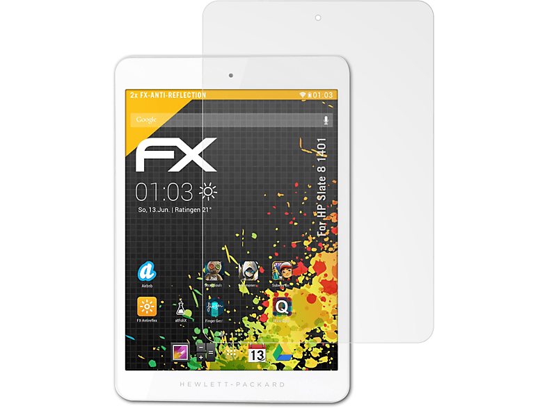 ATFOLIX 2x FX-Antireflex Displayschutz(für HP 1401) Slate 8