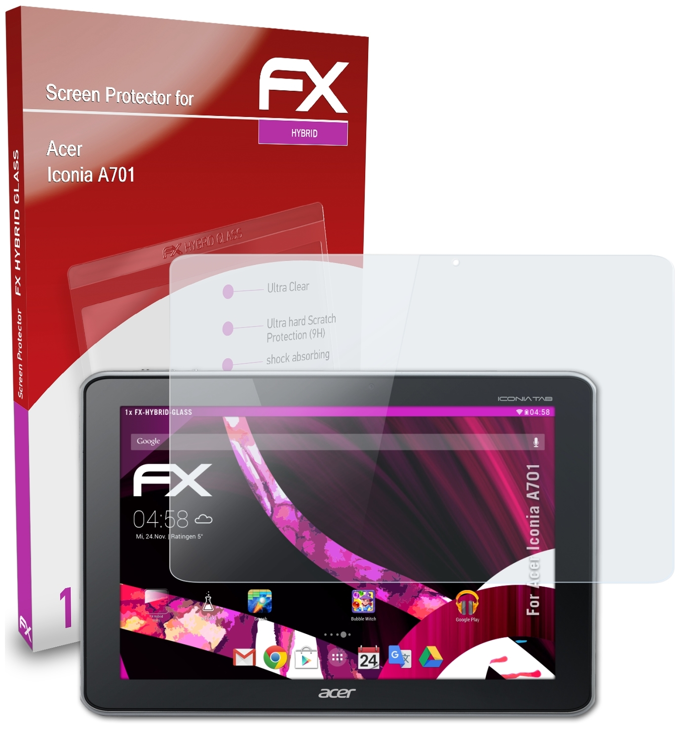 ATFOLIX FX-Hybrid-Glass Schutzglas(für Acer Iconia A701)