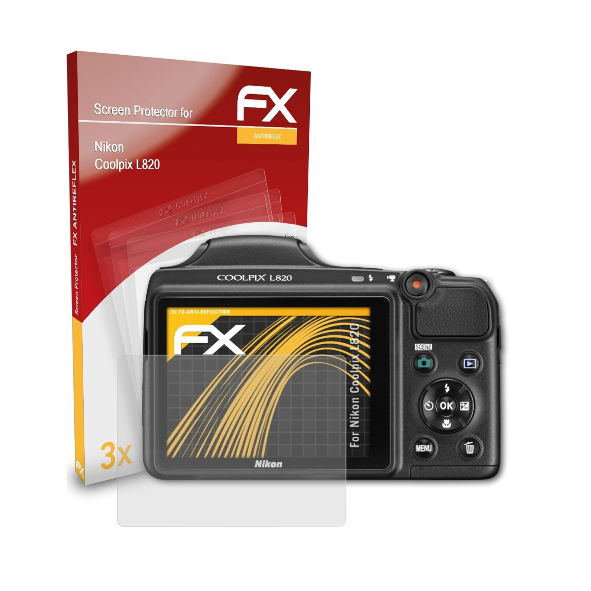 ATFOLIX 3x FX-Antireflex Coolpix Nikon Displayschutz(für L820)