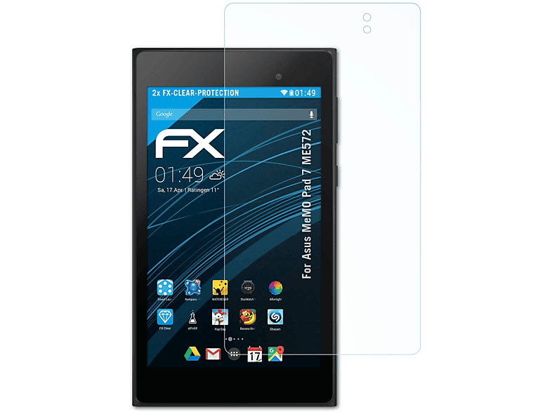 ATFOLIX 2x FX-Clear Displayschutz(für Asus MeMO Pad 7 (ME572))