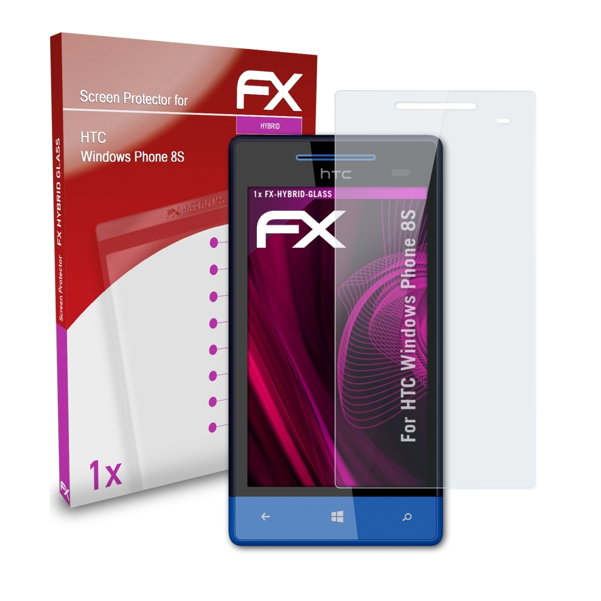 ATFOLIX FX-Hybrid-Glass Windows Schutzglas(für 8S) Phone HTC