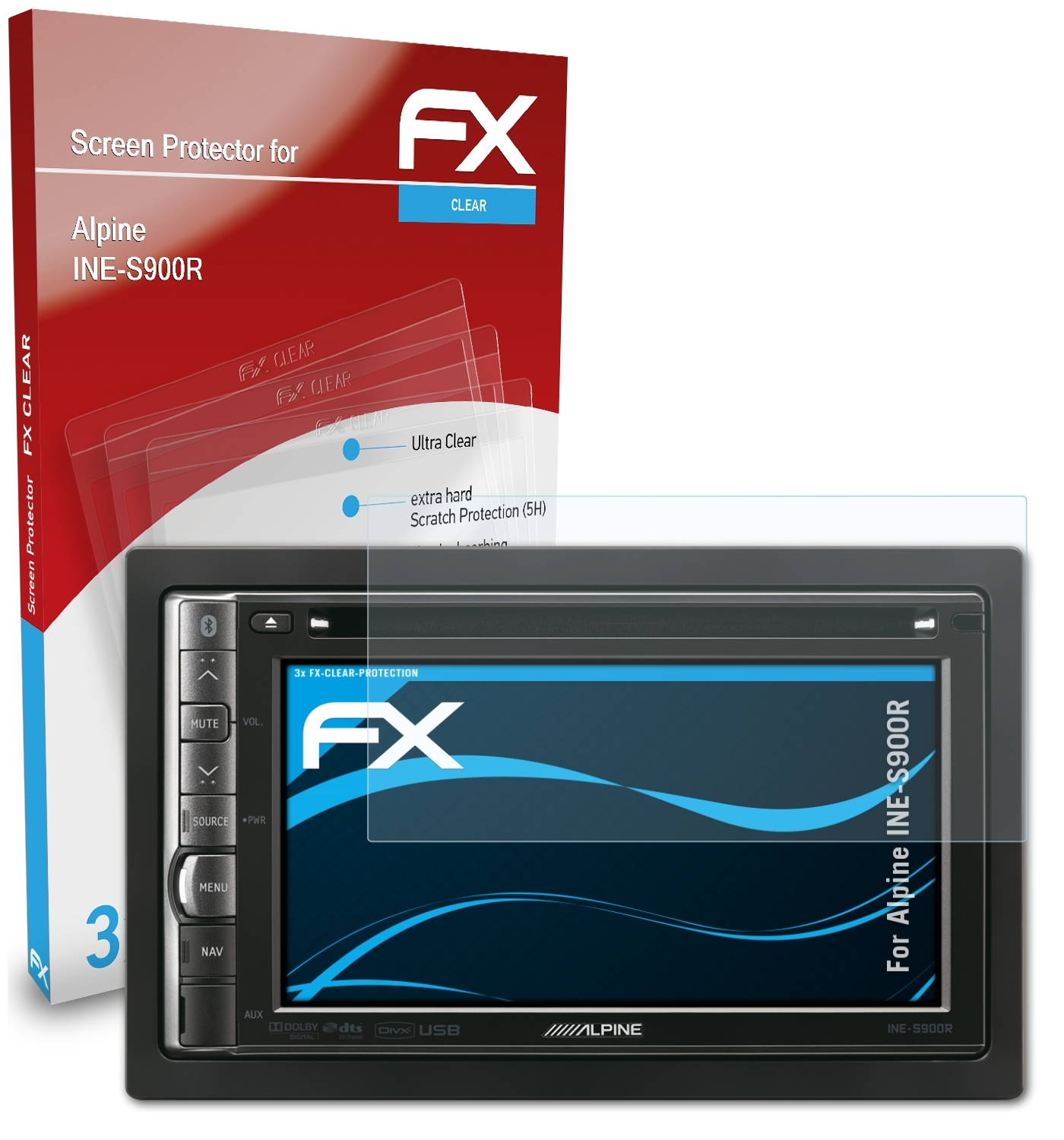 ATFOLIX 3x Alpine INE-S900R) Displayschutz(für FX-Clear