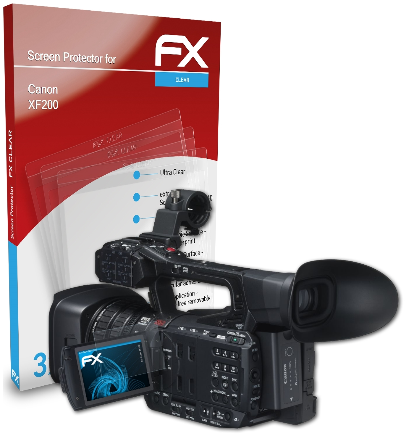 ATFOLIX 3x FX-Clear Displayschutz(für XF200) Canon