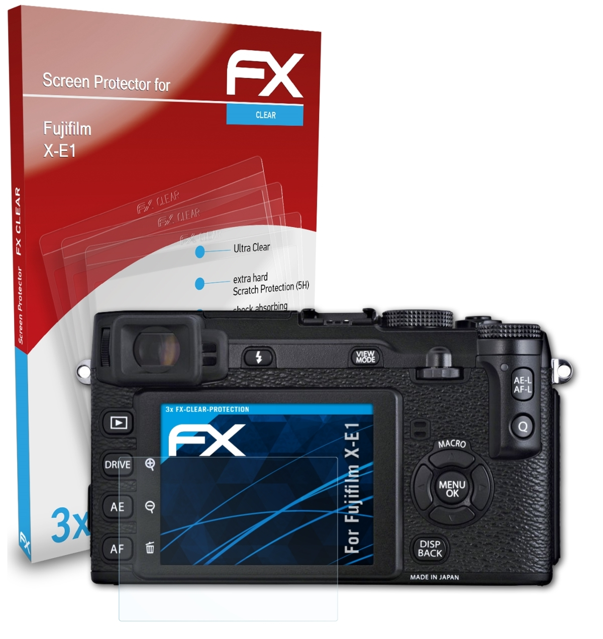 FX-Clear ATFOLIX Fujifilm Displayschutz(für X-E1) 3x