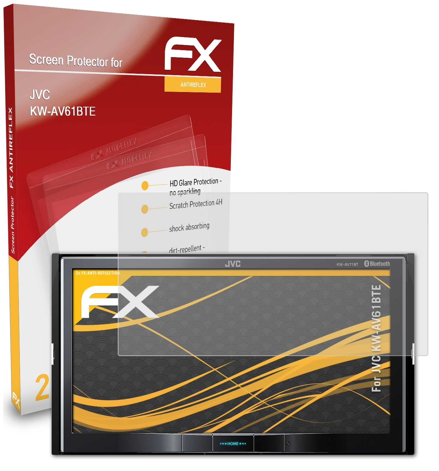 ATFOLIX 2x FX-Antireflex KW-AV61BTE) JVC Displayschutz(für