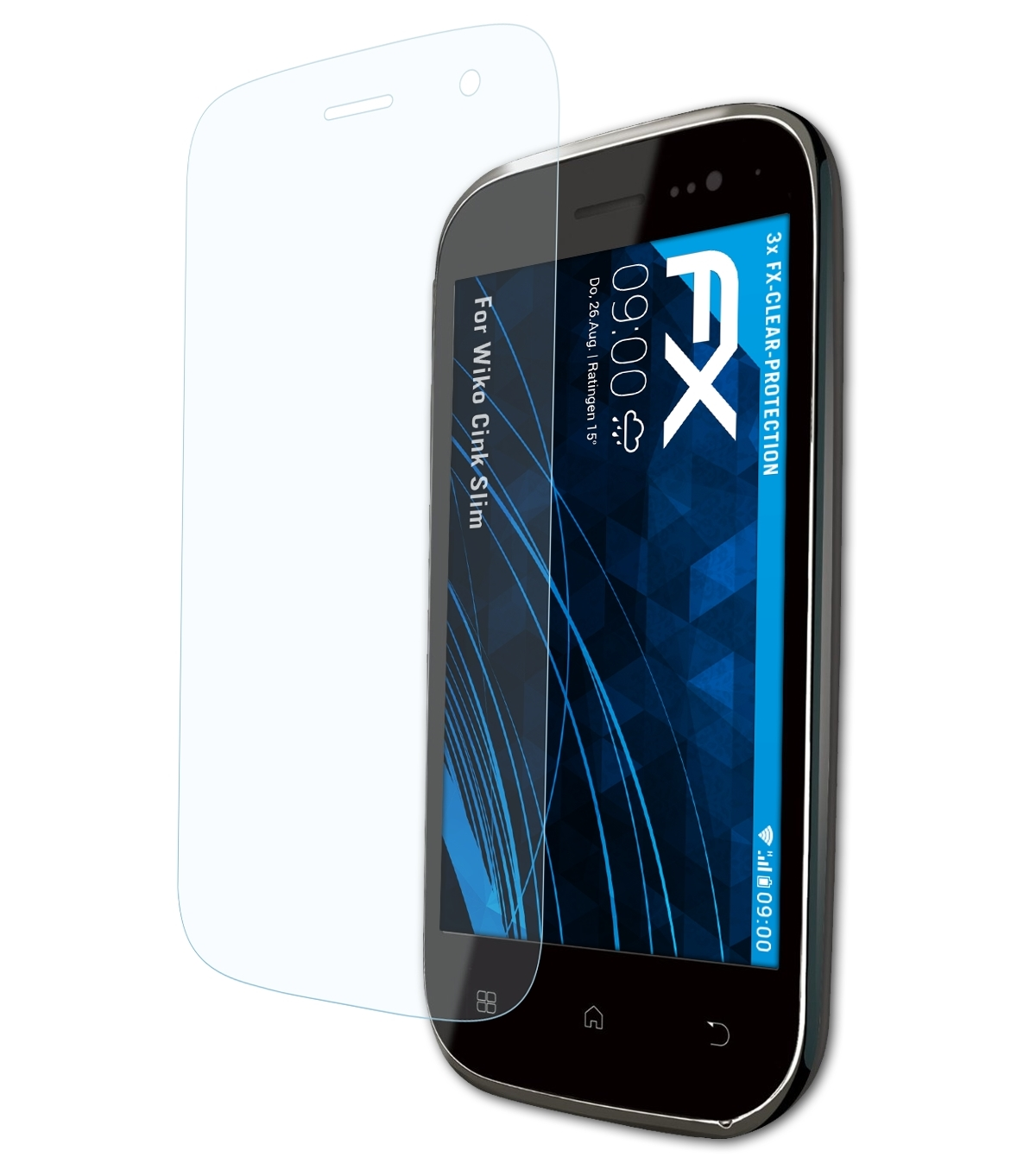 3x Slim) Cink Wiko ATFOLIX FX-Clear Displayschutz(für