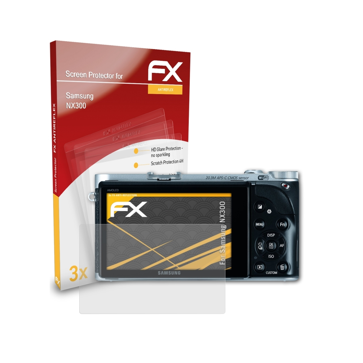 Displayschutz(für ATFOLIX Samsung FX-Antireflex NX300) 3x