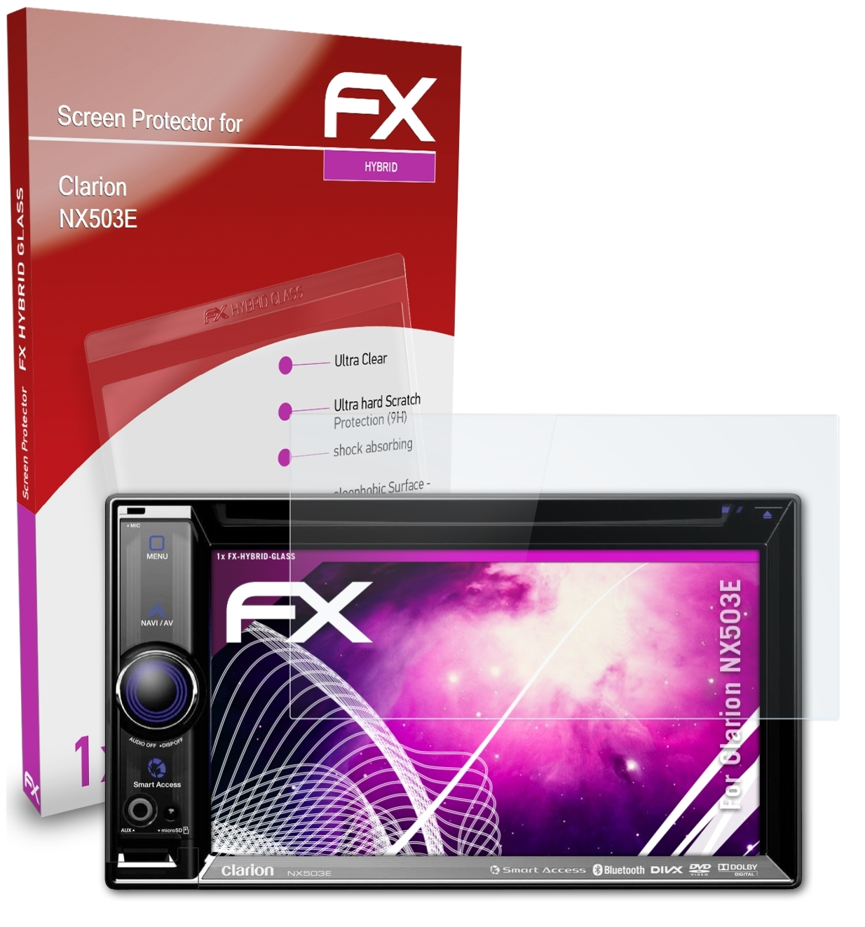 Clarion NX503E) ATFOLIX FX-Hybrid-Glass Schutzglas(für