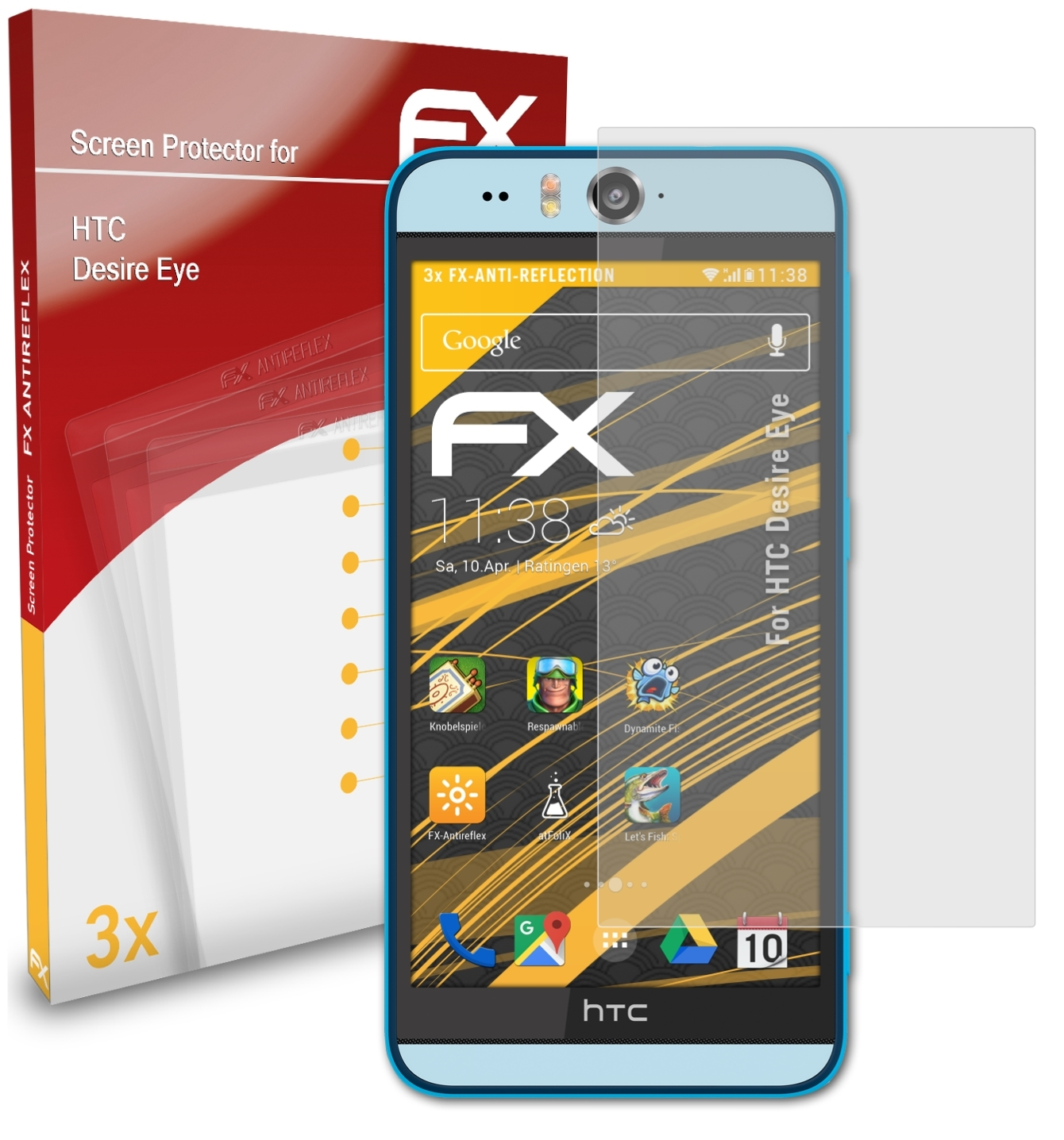 Eye) HTC FX-Antireflex Desire 3x ATFOLIX Displayschutz(für