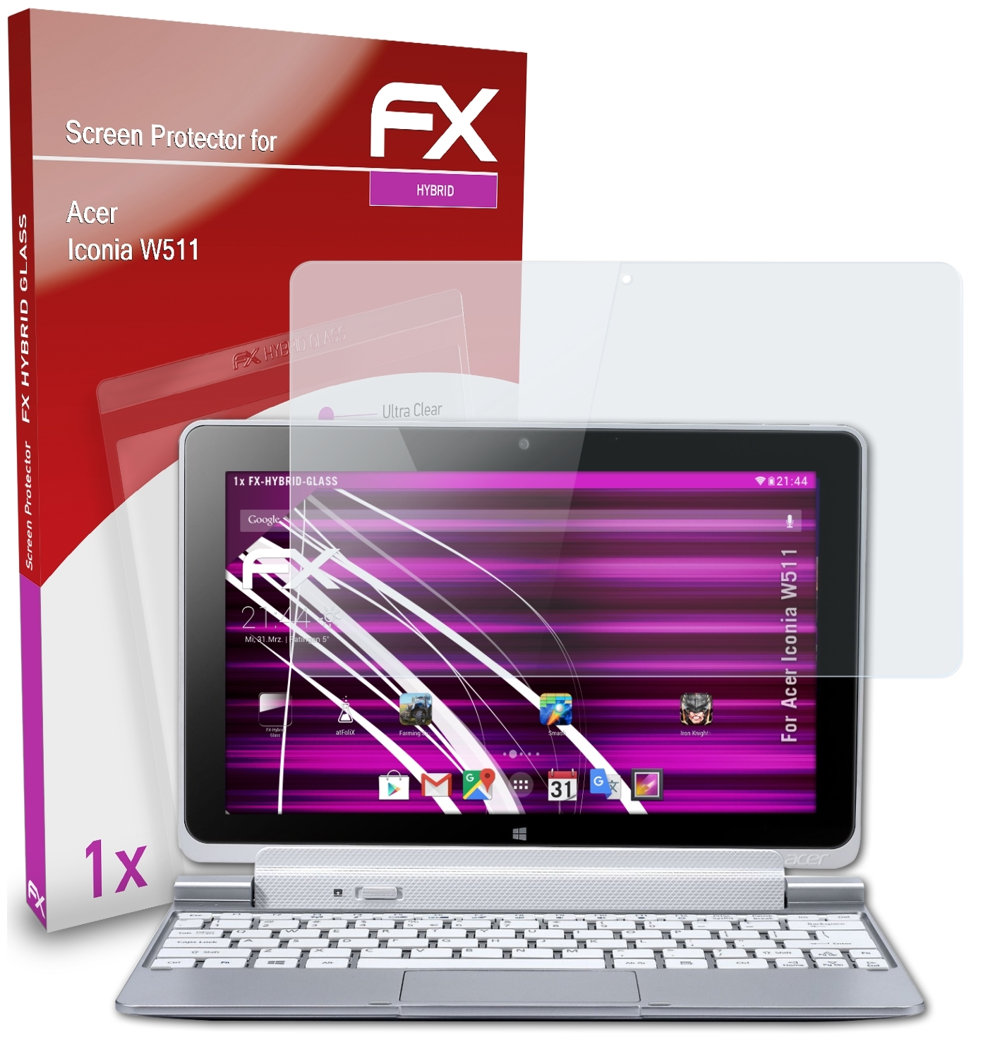 ATFOLIX FX-Hybrid-Glass Schutzglas(für Acer Iconia W511)