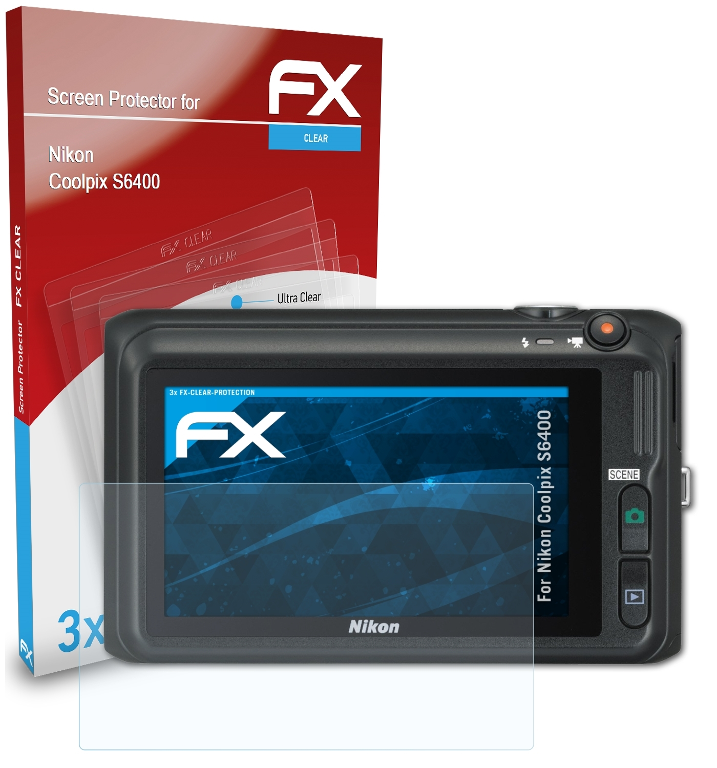 3x Nikon ATFOLIX S6400) Displayschutz(für Coolpix FX-Clear
