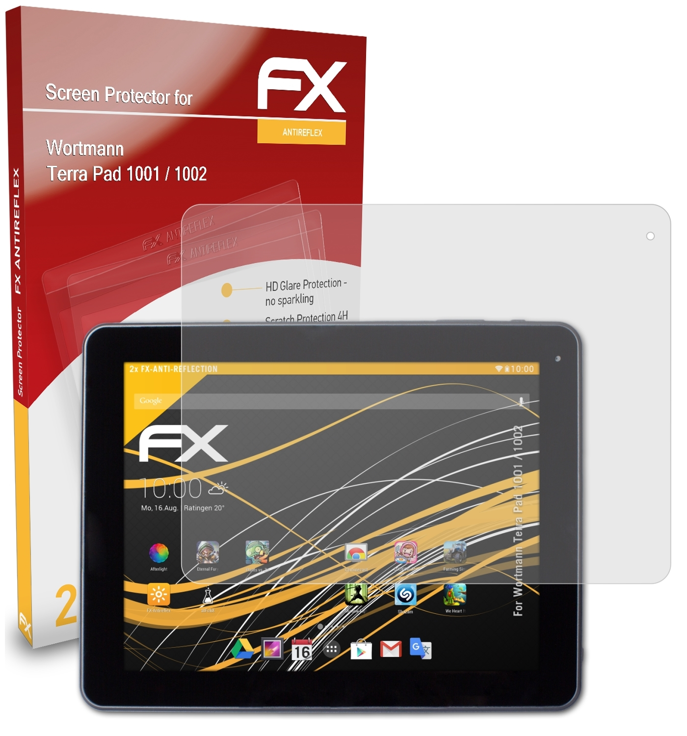 ATFOLIX 2x FX-Antireflex Displayschutz(für Wortmann Pad 1001 Terra 1002) 