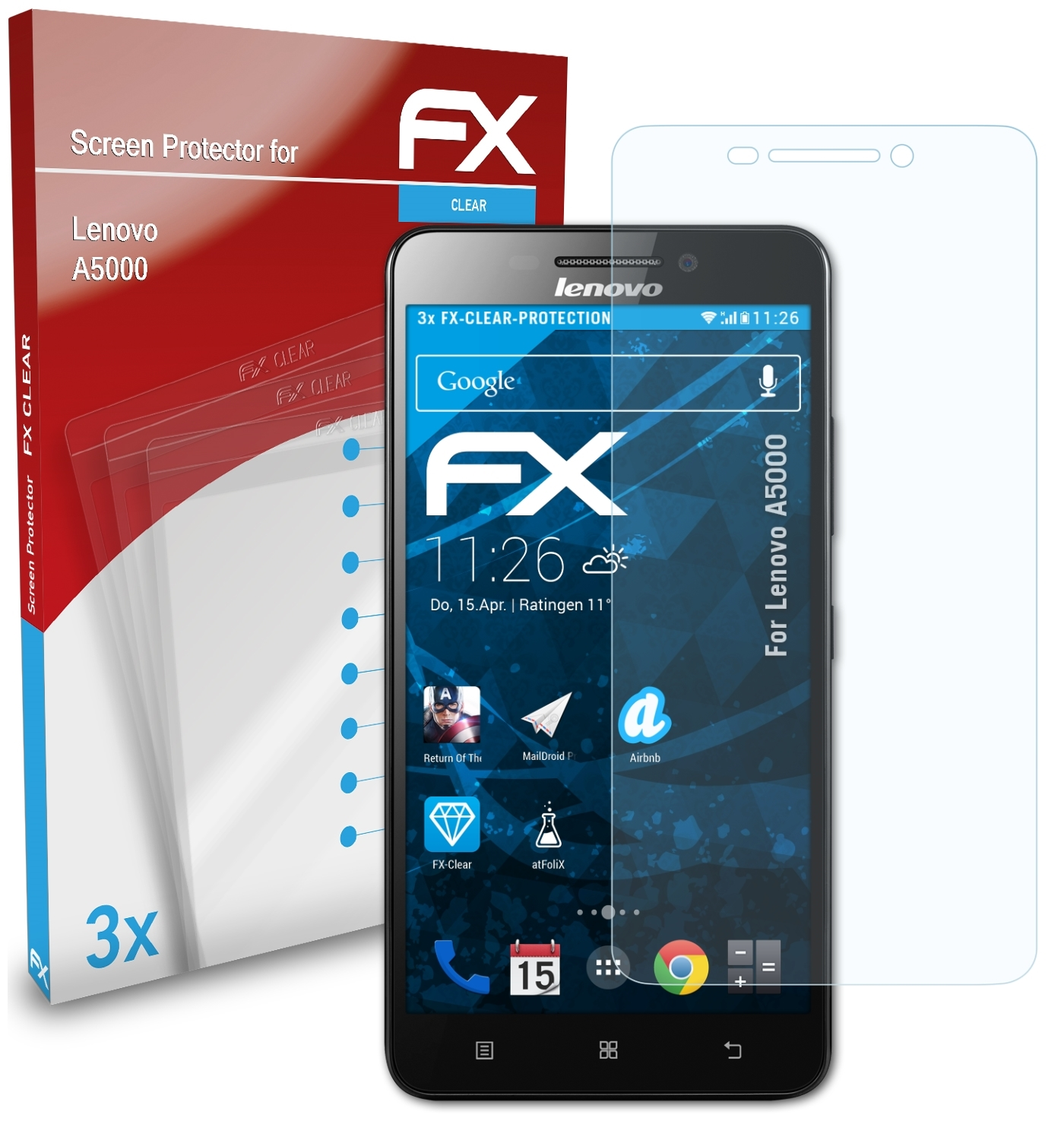 ATFOLIX 3x FX-Clear A5000) Displayschutz(für Lenovo