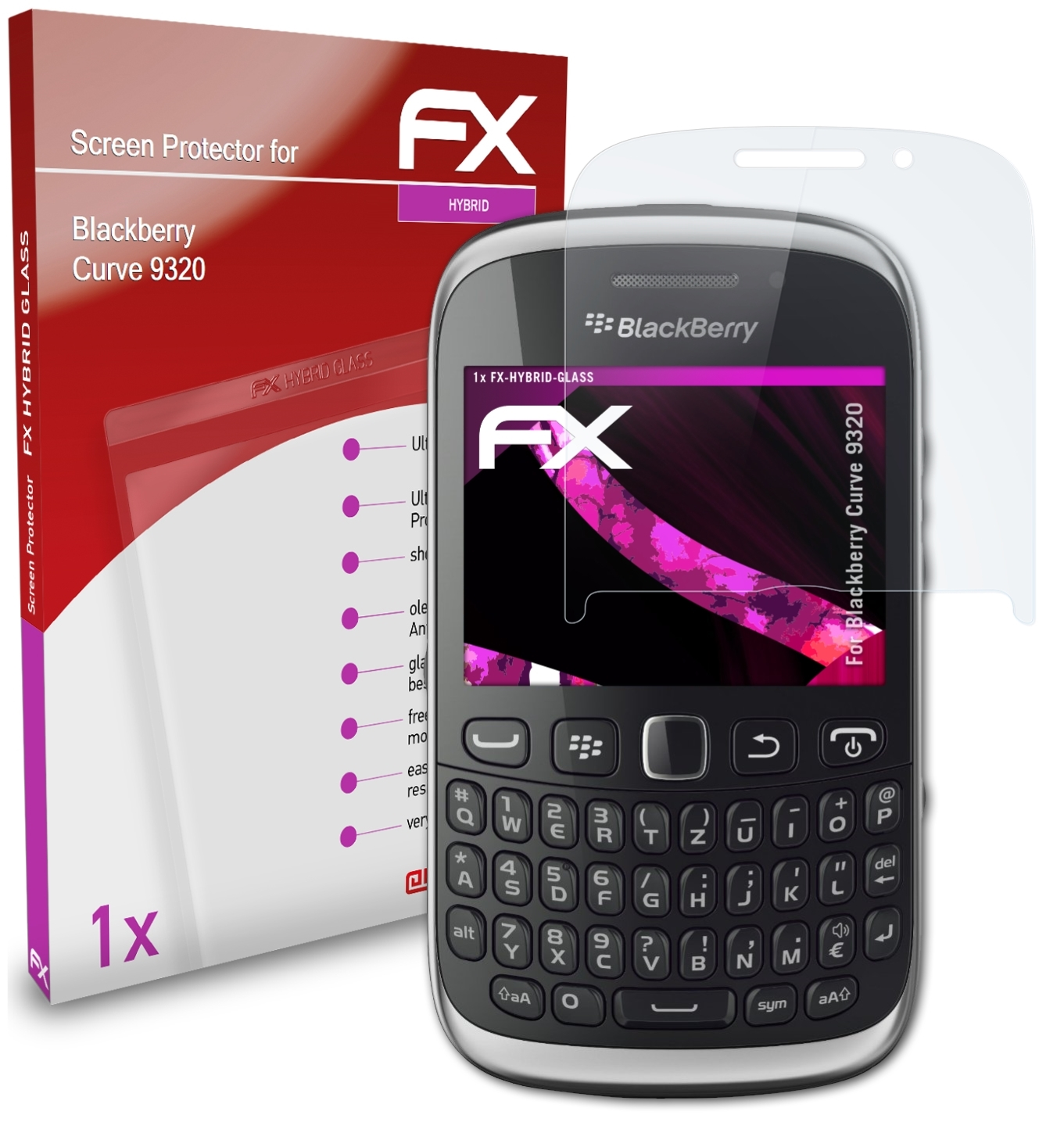 Schutzglas(für ATFOLIX Curve 9320) Blackberry FX-Hybrid-Glass