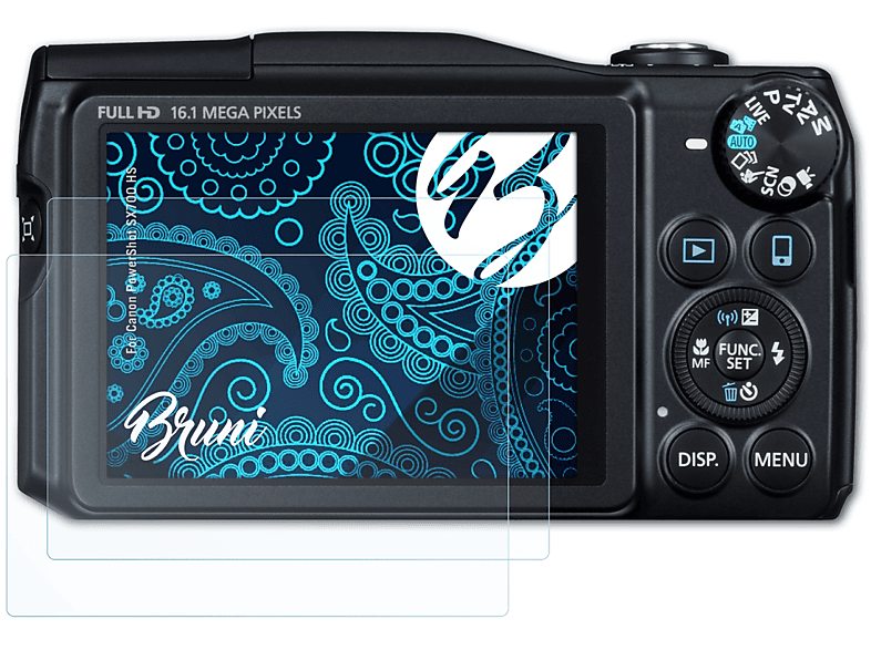 BRUNI 2x Basics-Clear Schutzfolie(für Canon PowerShot SX700 HS)