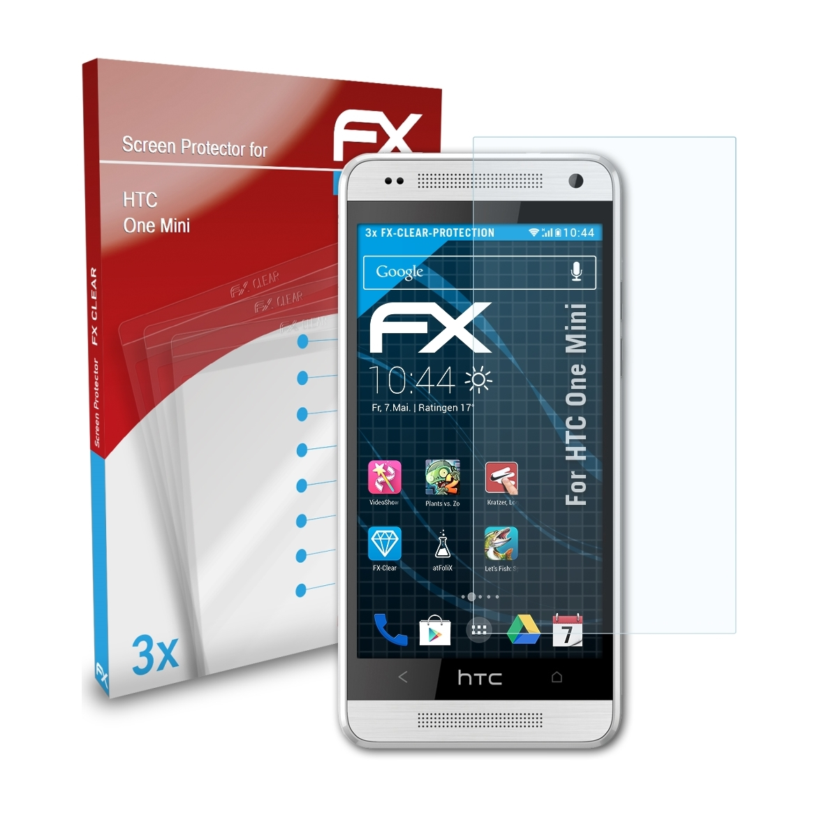 ATFOLIX 3x FX-Clear Displayschutz(für HTC Mini) One