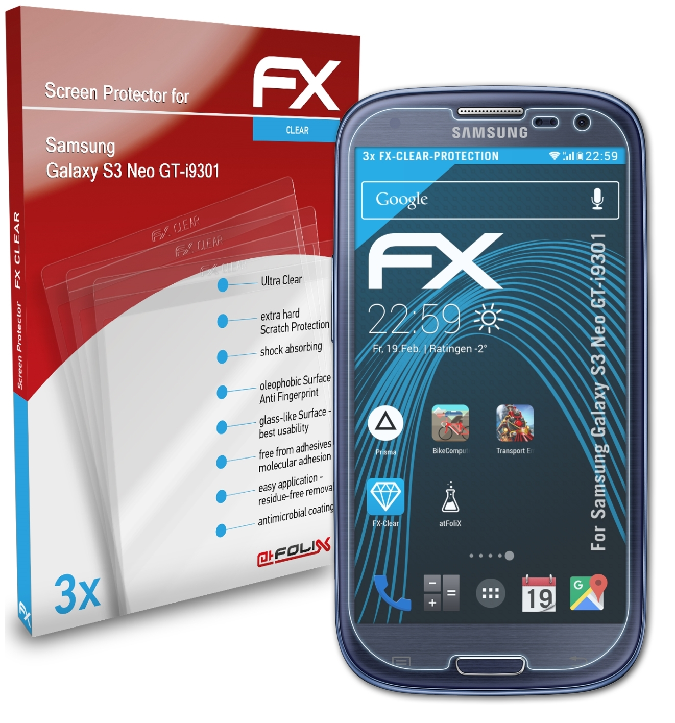 Neo Galaxy (GT-i9301)) Samsung Displayschutz(für 3x S3 ATFOLIX FX-Clear