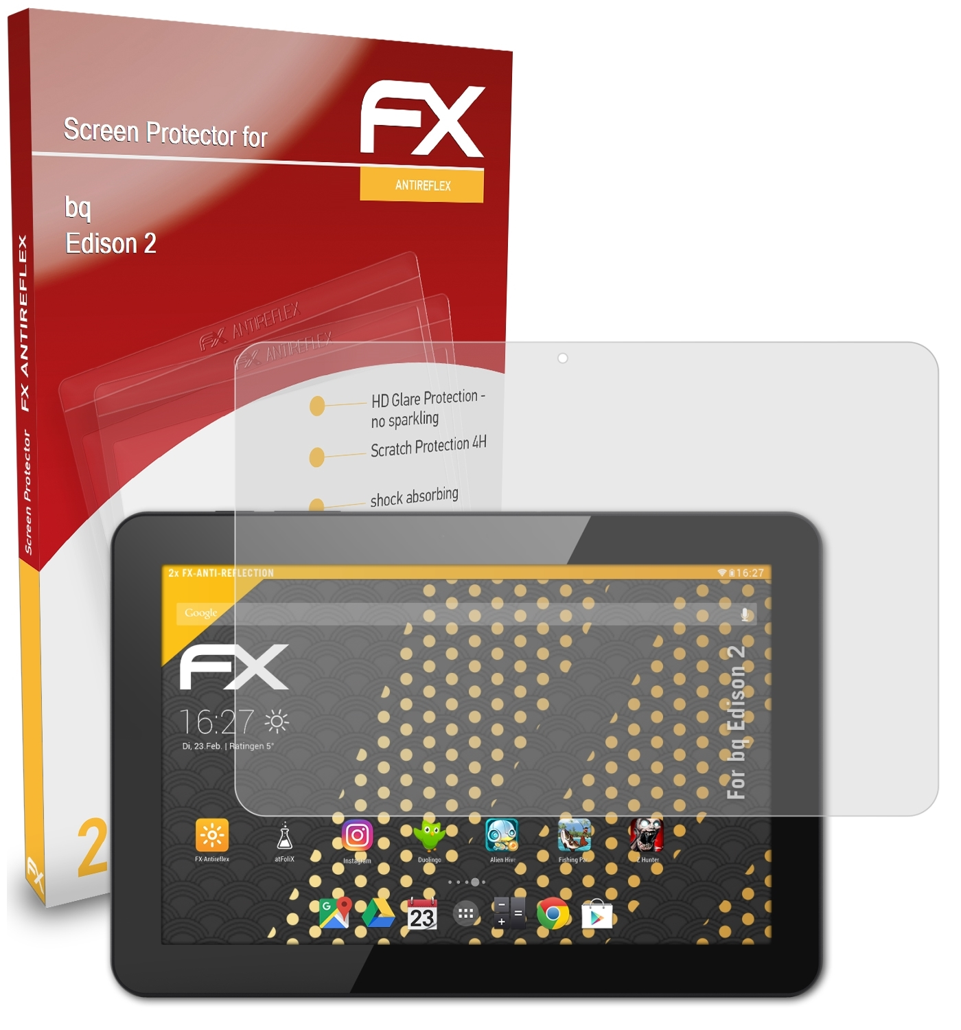 ATFOLIX 2x FX-Antireflex Displayschutz(für bq 2) Edison