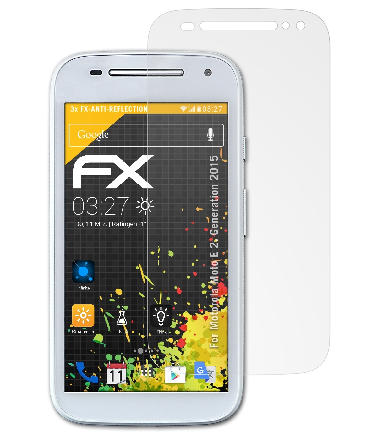 ATFOLIX 3x Displayschutz(für Generation (2. FX-Antireflex 2015)) Moto E Motorola