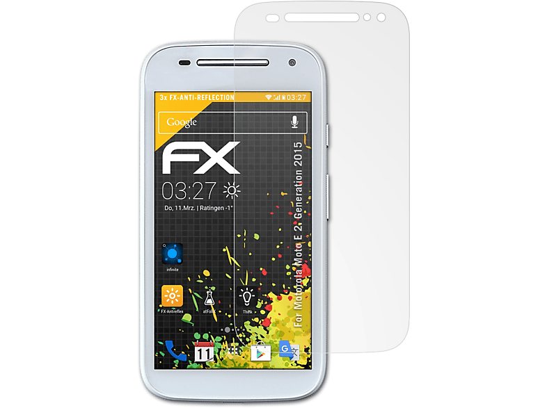ATFOLIX 3x FX-Antireflex Displayschutz(für Motorola Moto E (2. Generation 2015))
