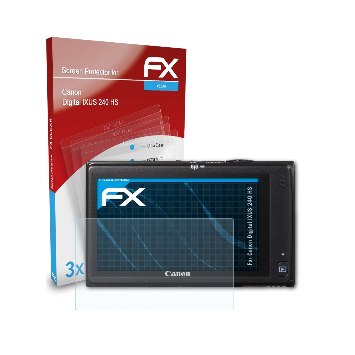 ATFOLIX 3x FX-Clear Displayschutz(für Digital IXUS HS) Canon 240