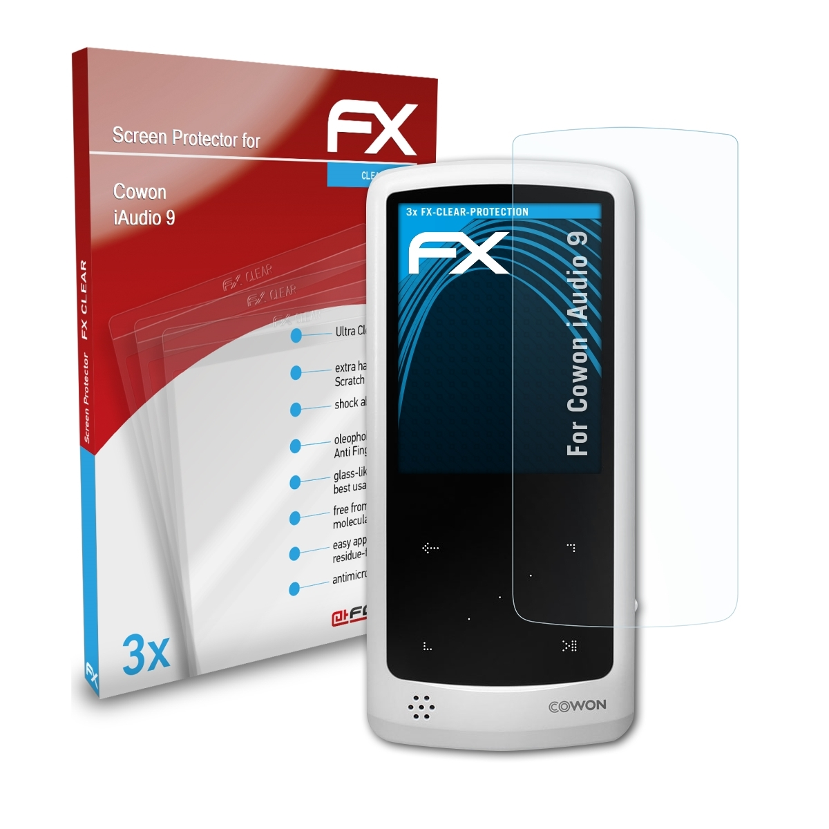 ATFOLIX 3x FX-Clear Displayschutz(für Cowon iAudio 9)