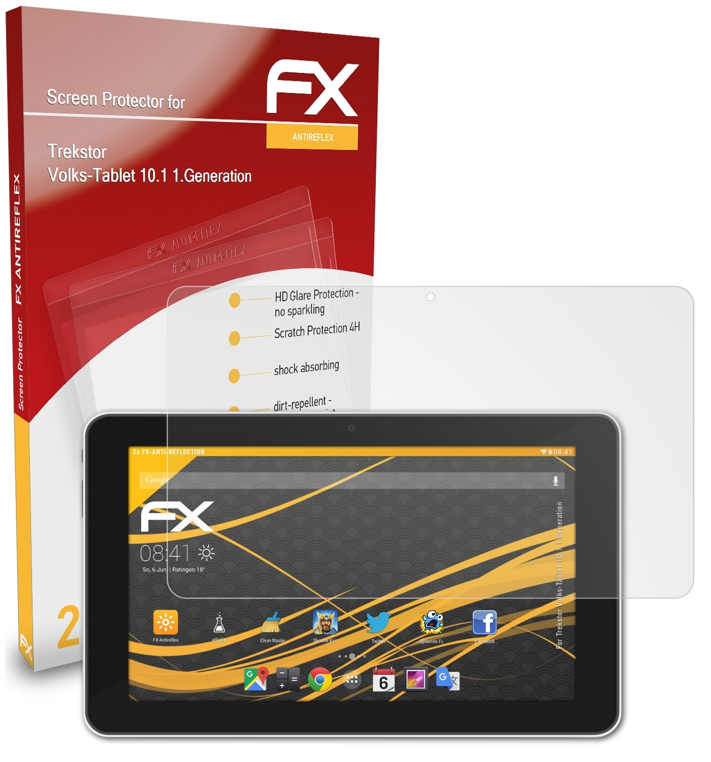 ATFOLIX 2x FX-Antireflex (1.Generation)) Volks-Tablet 10.1 Trekstor Displayschutz(für