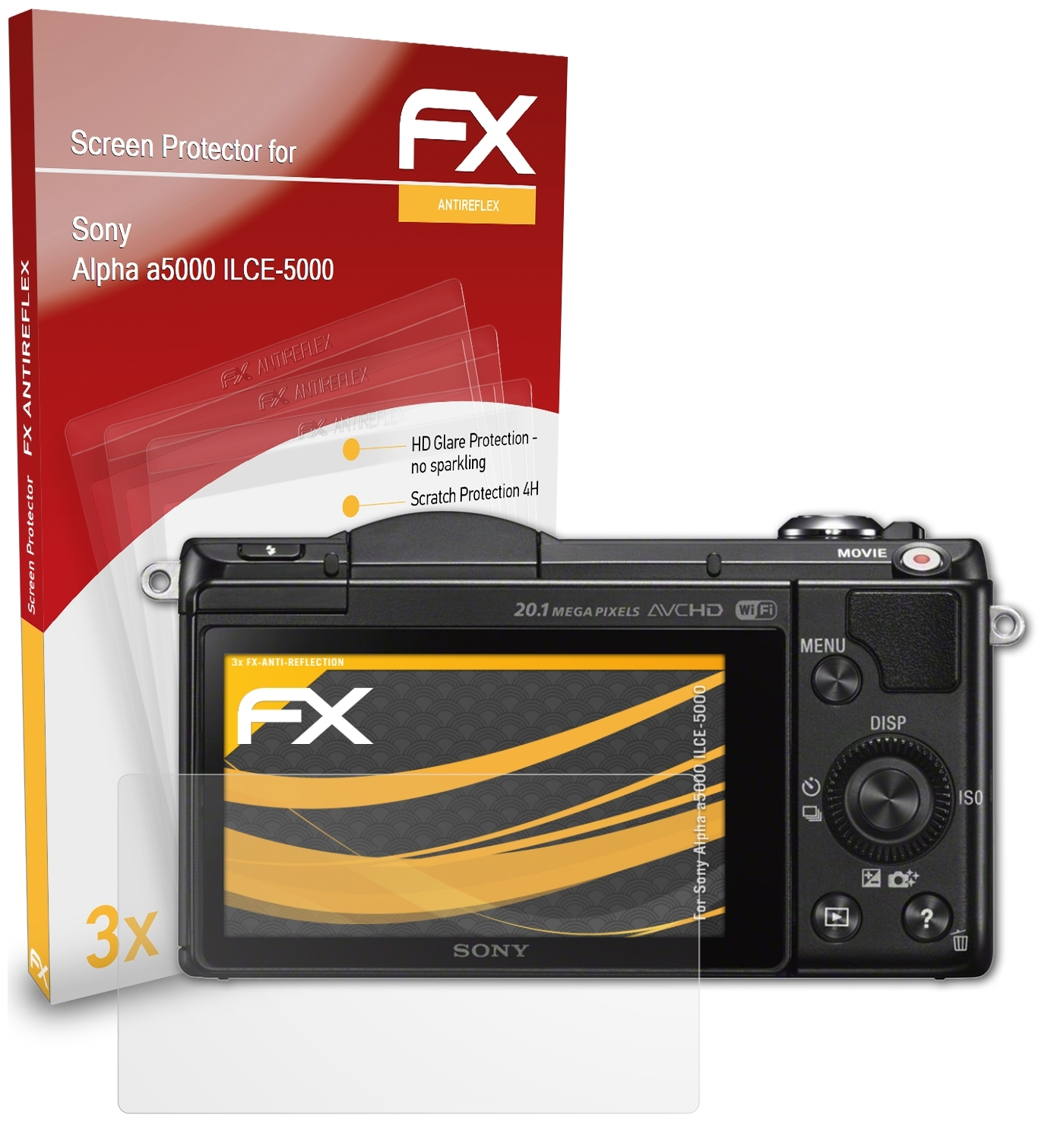 a5000 Alpha Sony 3x FX-Antireflex ATFOLIX Displayschutz(für (ILCE-5000))