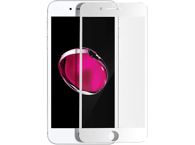 iPhone Härtegrad, AVIZAR Plus) Gehärtetes 8 Weiß Apple mit Glas-Folien(für Rand Glas Schutzfolie 9H