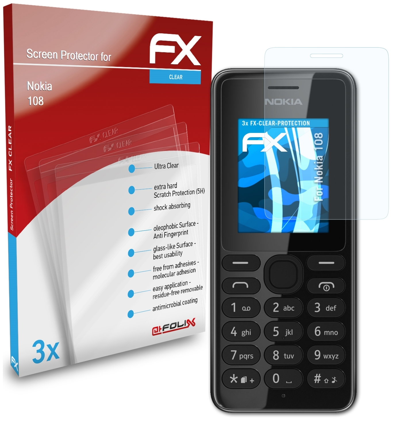Displayschutz(für Nokia FX-Clear 108) 3x ATFOLIX