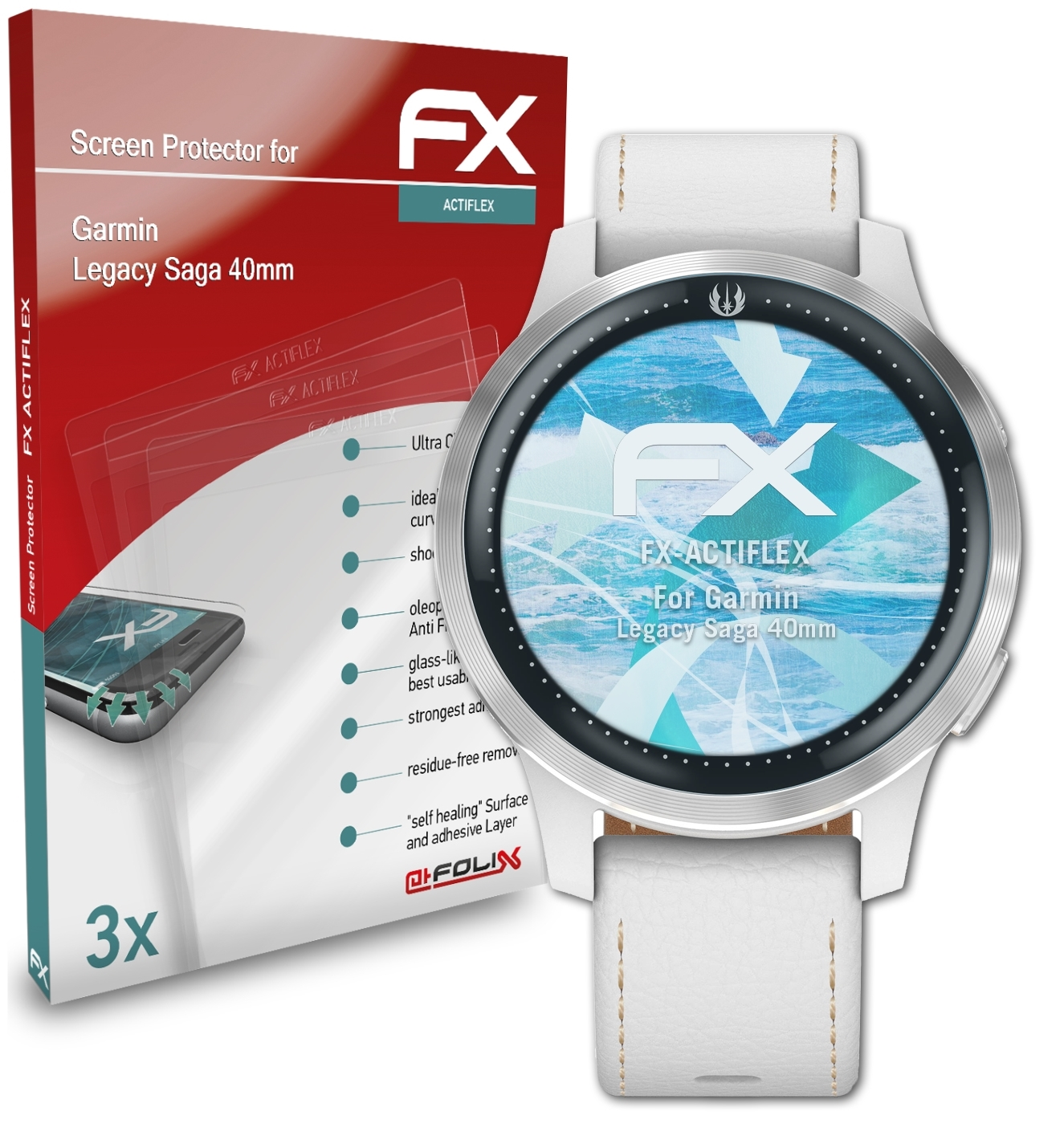 ATFOLIX 3x Garmin Saga Displayschutz(für FX-ActiFleX (40mm)) Legacy